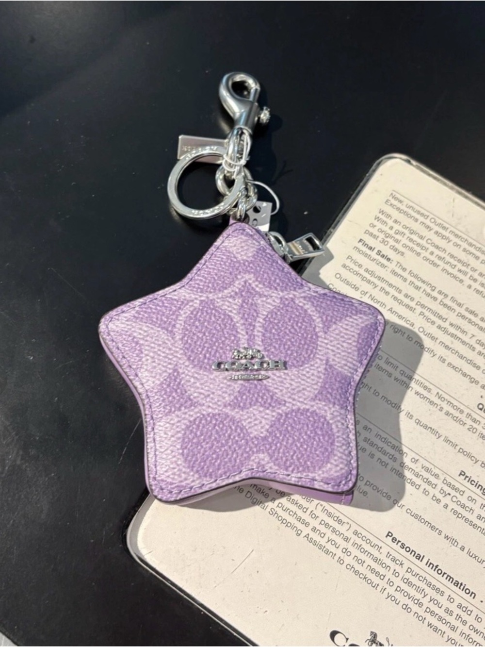 Coach Lavender Star Key Charm & Coin Pouch with Silver Hardware - Picture 2 of 4